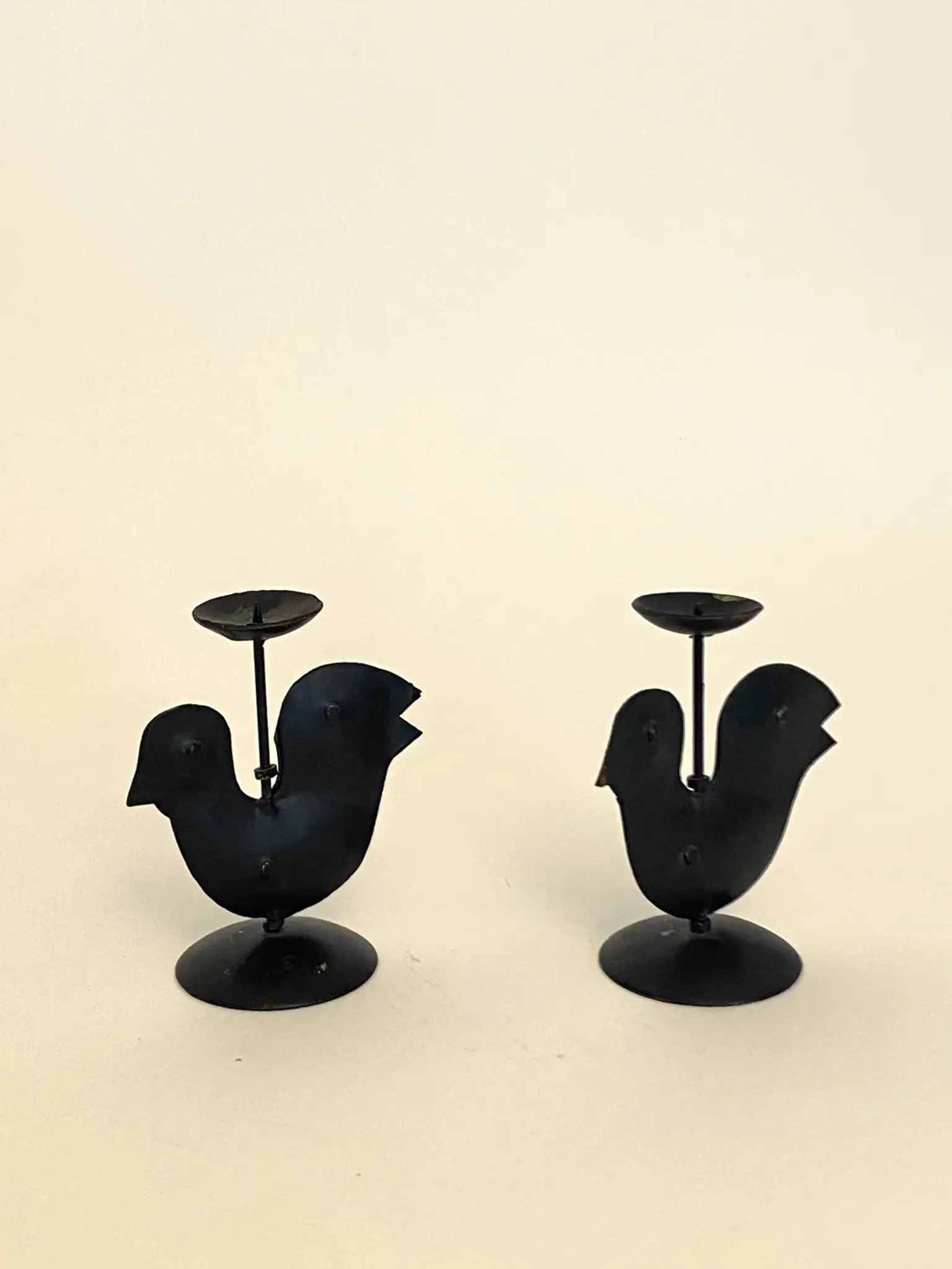Paire de bougeoirs oiseaux