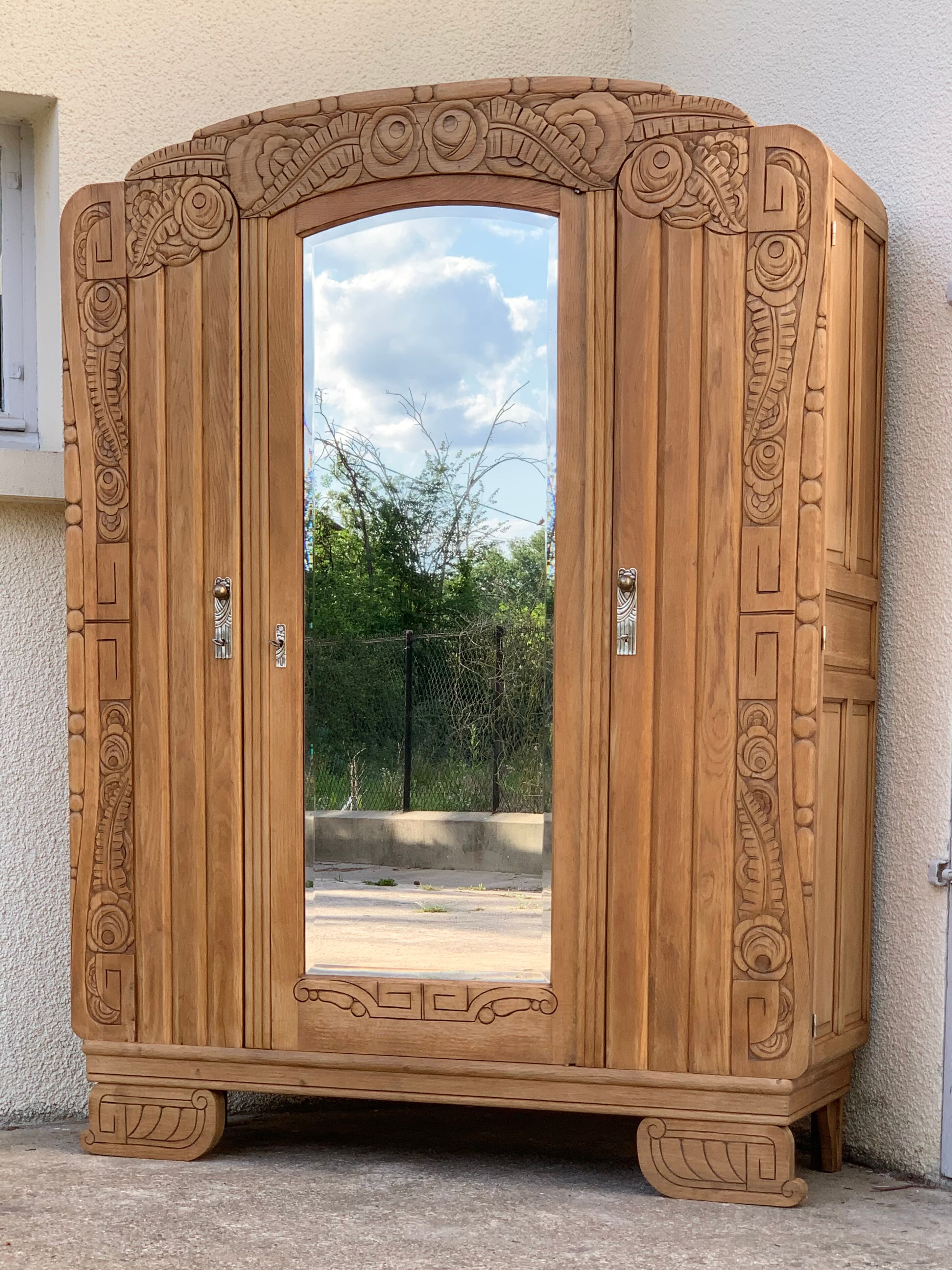 Armoire parisienne art déco chêne massif brut