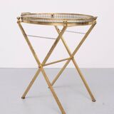 small Brass folding serving tray table 1970 France