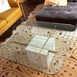 Artedi Italy 1970’s - coffee table brass,glass and travertin
