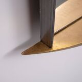 Post Modern Full-Length Wall Mirror in Gold Wood and Metal, 1980s Italy