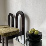 7 black ceramic plates