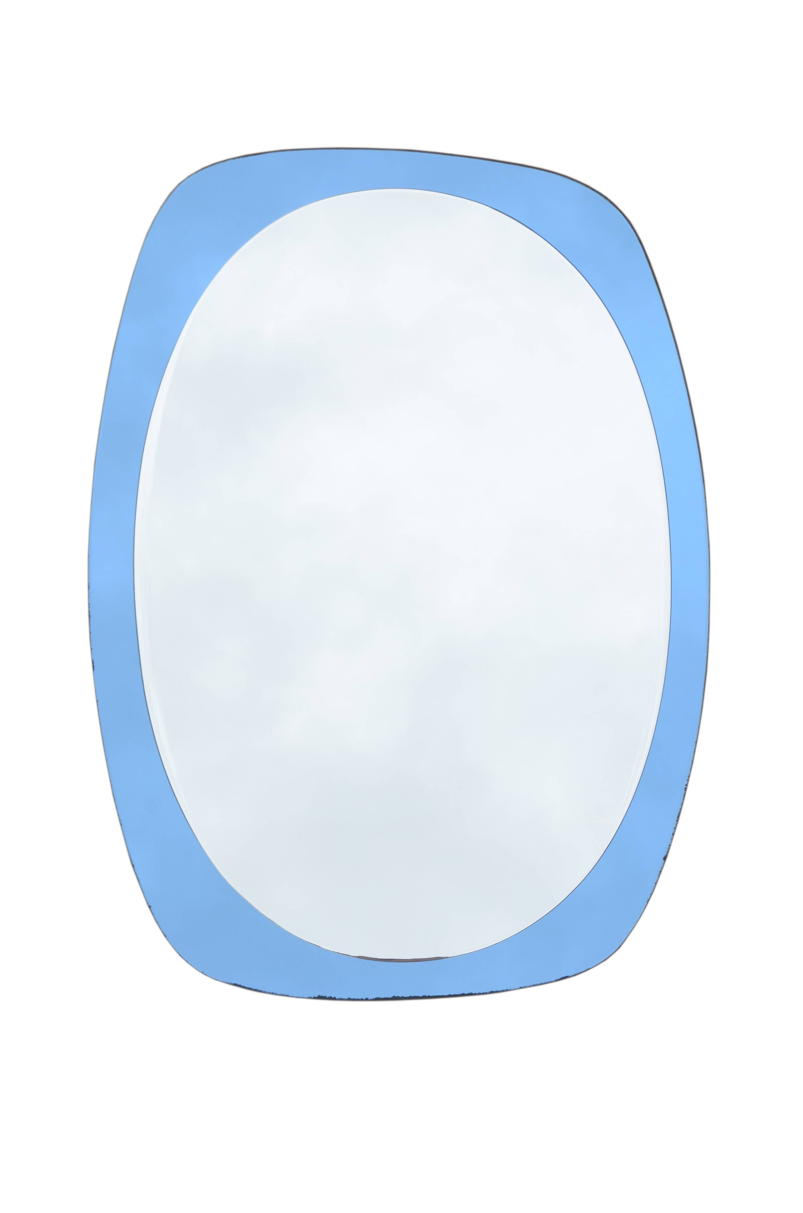 Blue mirror attributed to Fontana Arte, 1970