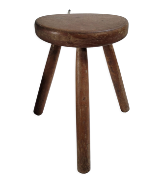 Tabouret vacher tripode rond bois massif