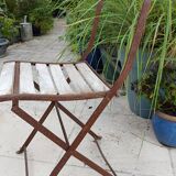 Folding wooden slatted garden chair