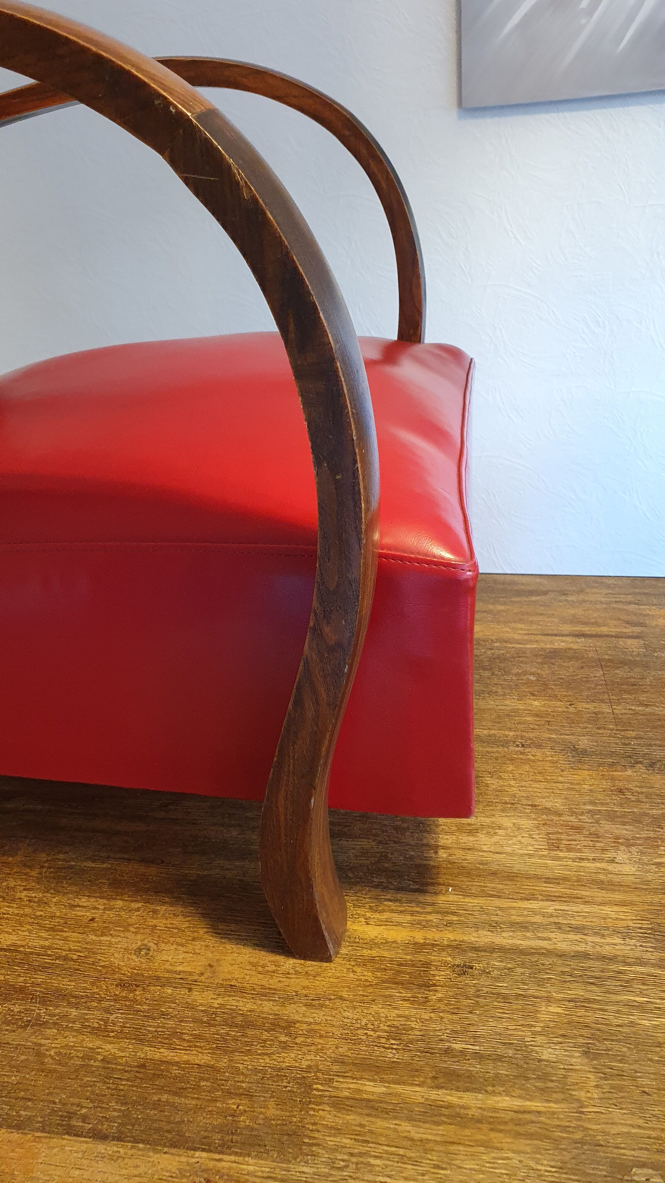 Armchair art deco skaï red