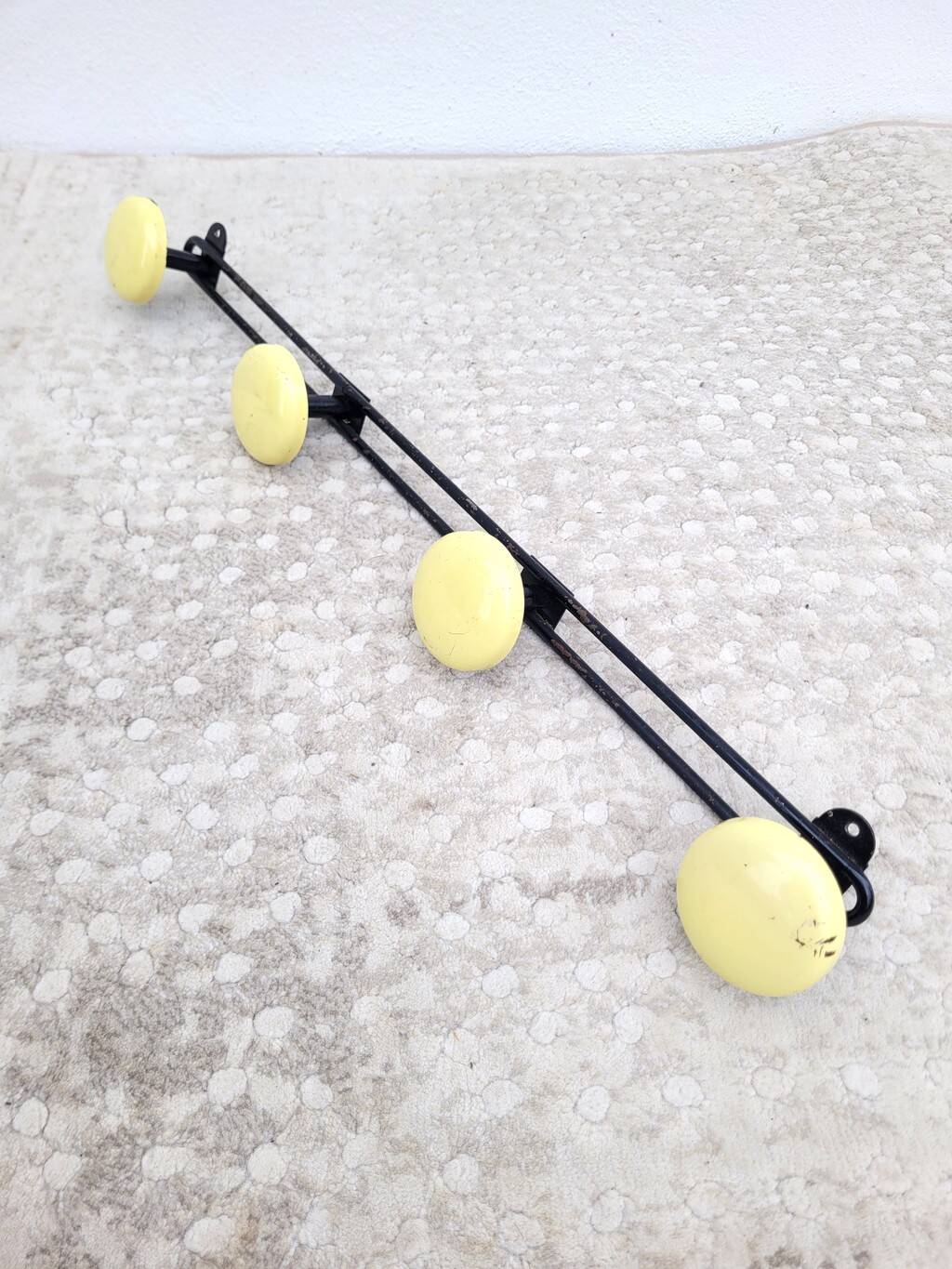 60s yellow wall coat rack 4 pieces