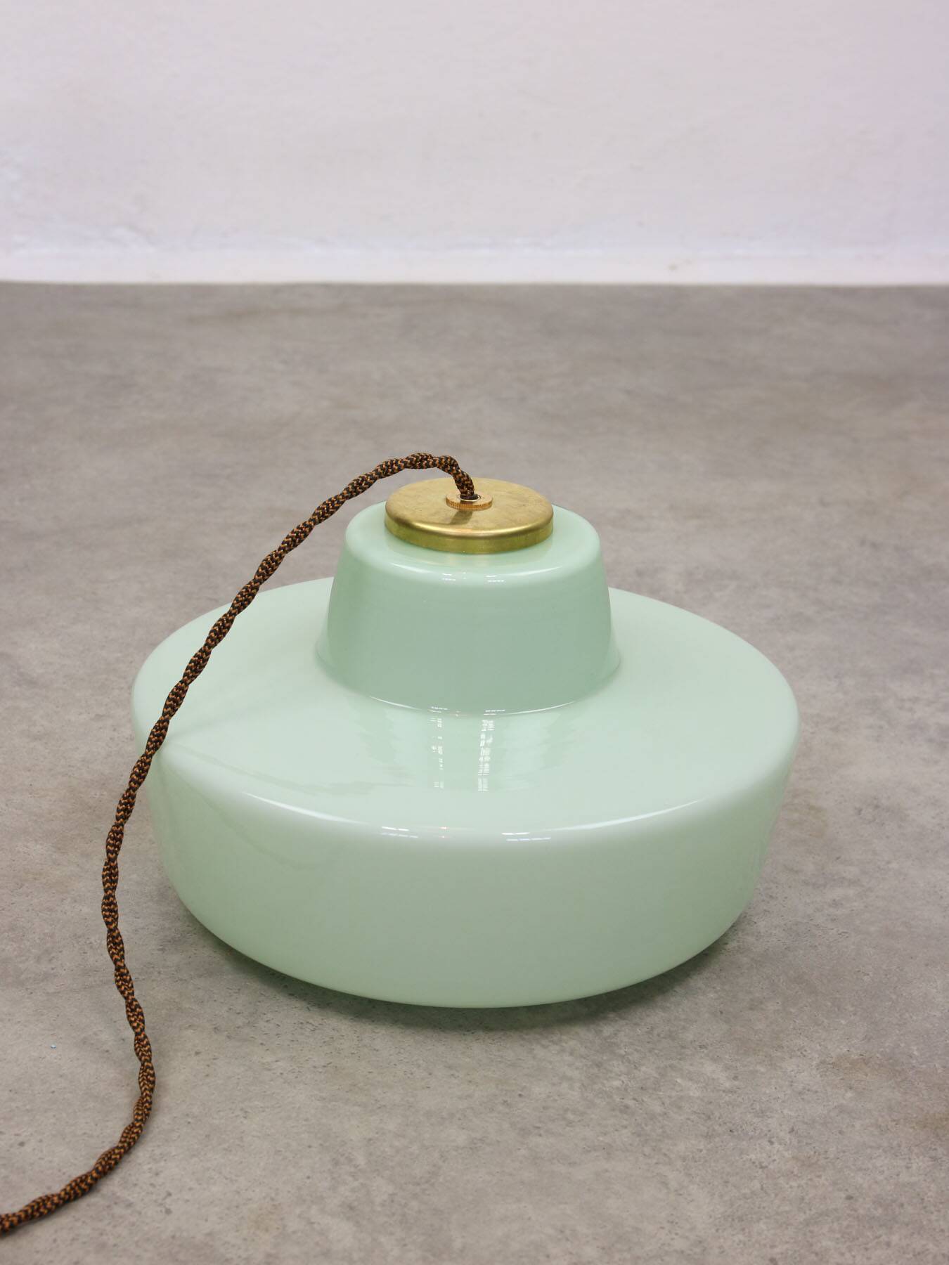 Mid-century italian glass & brass pendant lamp