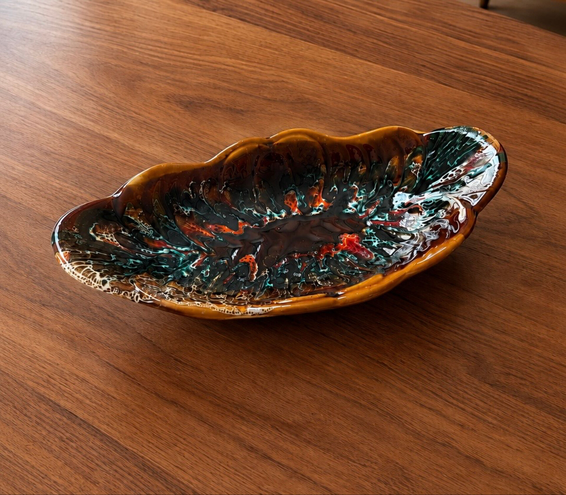 Large Vallauris bowl in glazed ceramic, free form – vintage