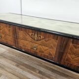 1960s bedroom dresser with six drawers and glass top