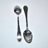 Ercuis set of 2 Trianon silver-plated dessert spoons with crossed ribbon, 15 cm