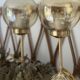 2 round globe amber glass bedside table lamps