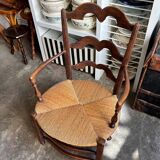 Nanny chair in dark wood and straw