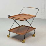 Minimalistic Paul Nagel Teak and Steel Teatrolley. Germany, 1950s