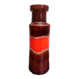 Vase soliflore vintage en céramique vernissée années 70 w.germany orange/marron