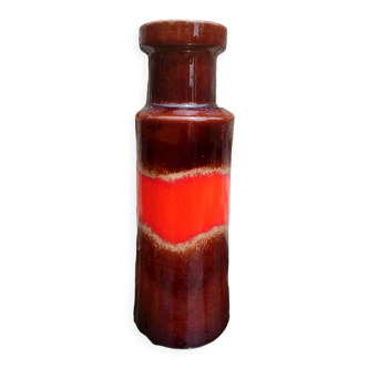 Vase soliflore vintage en céramique vernissée années 70 w.germany orange/marron