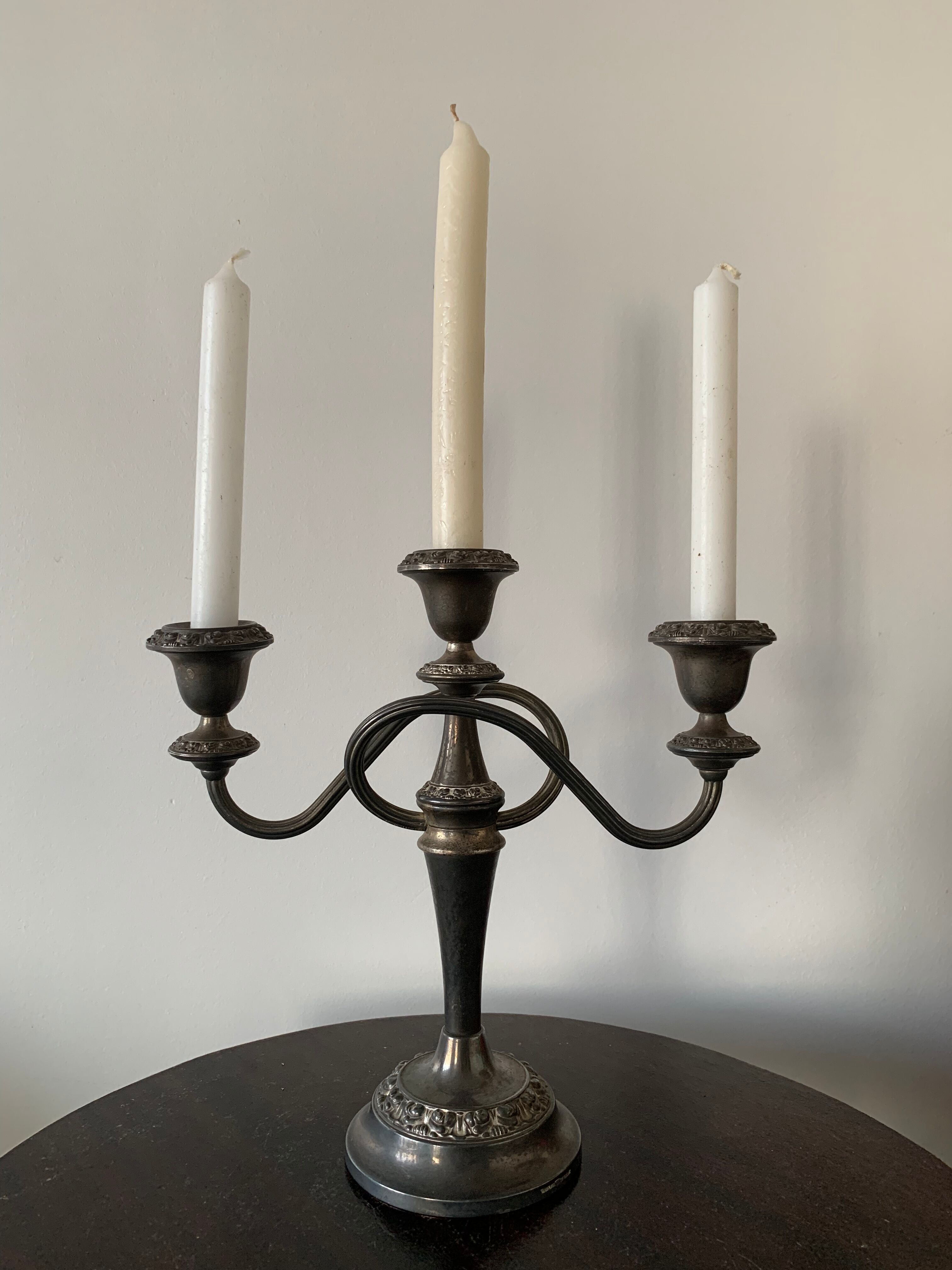 Bougeoir, silver metal candelabra
