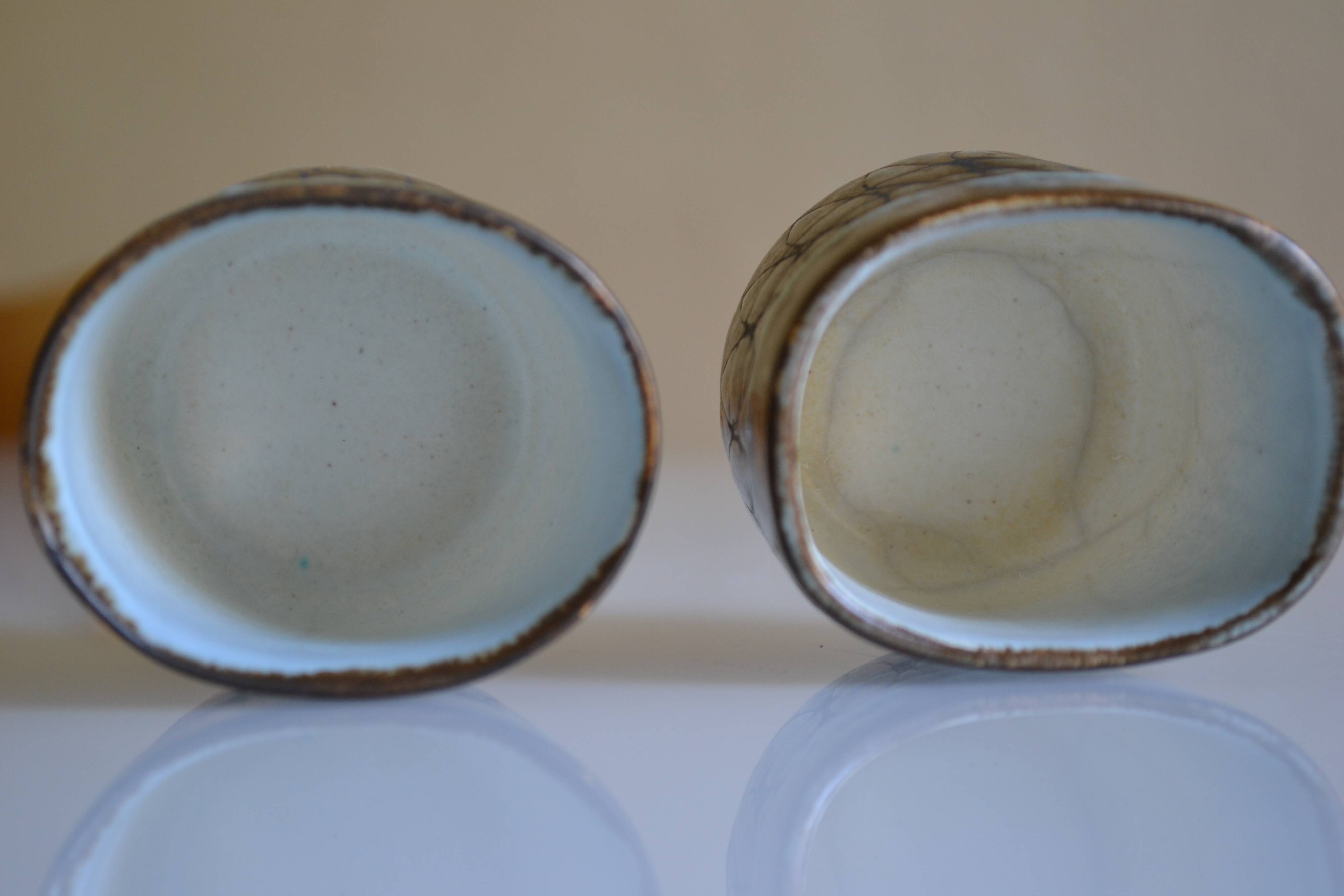 Set of 2 ceramic cups or mugs from the 1950s 1960s signed Rigal
