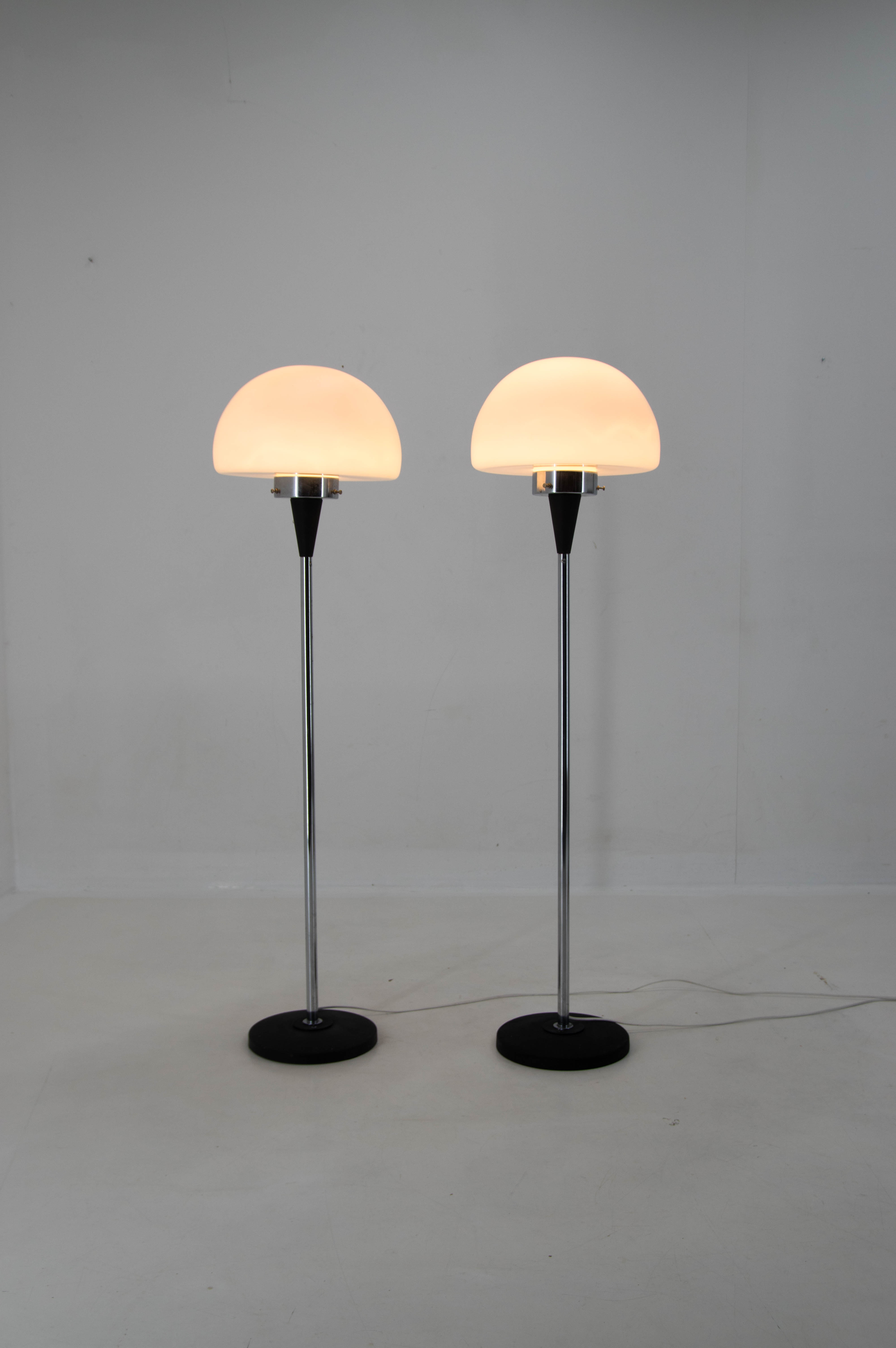 Pair of two floor lamps by Jaroslav Bejvl for Lidokov, 1960s