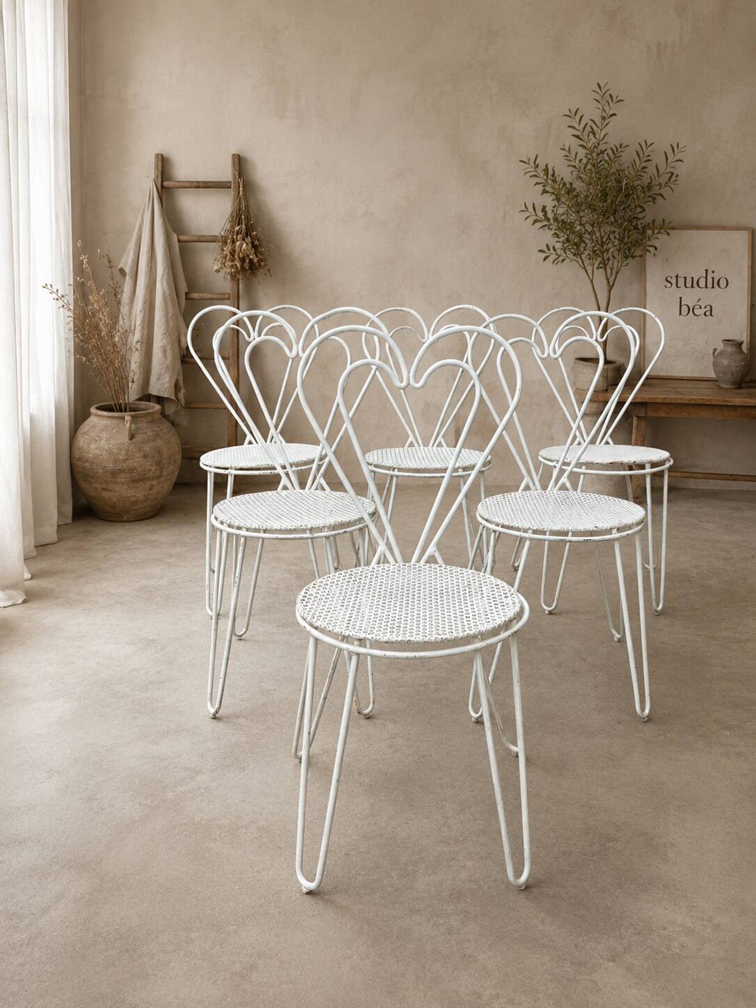 Garden chair "Cœur" attributed to Mathieu Matégot, perforated metal, years