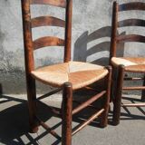 Pair of brutalist wood mulched chairs
