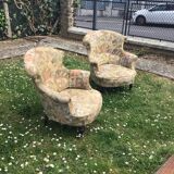 2 19th century toad armchairs