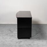 Chest of drawers in black lacquered wood of the 70
