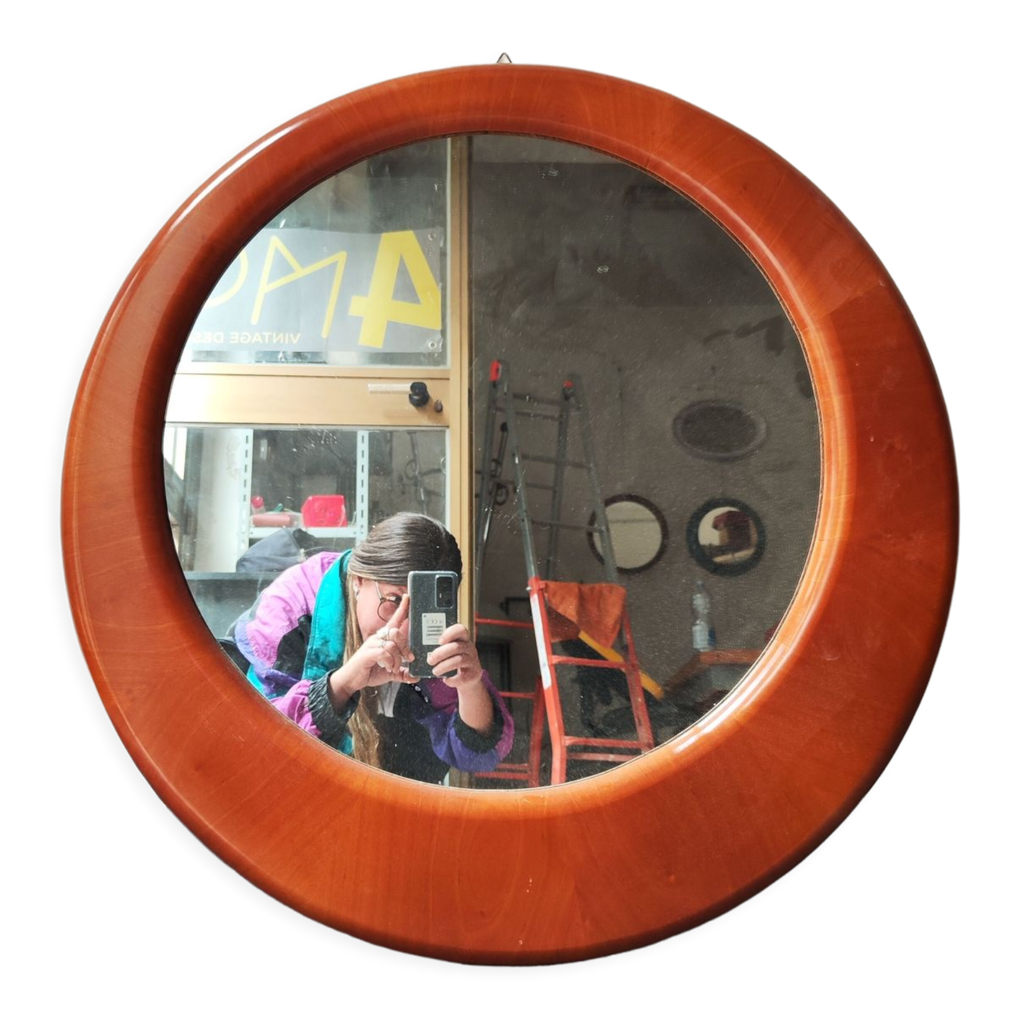 Vintage walnut mirror, 60 cm