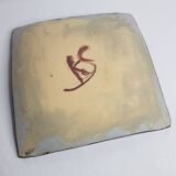 Plat en grès émaillé avec empreintes de feuilles de Tilleul, 27 cm