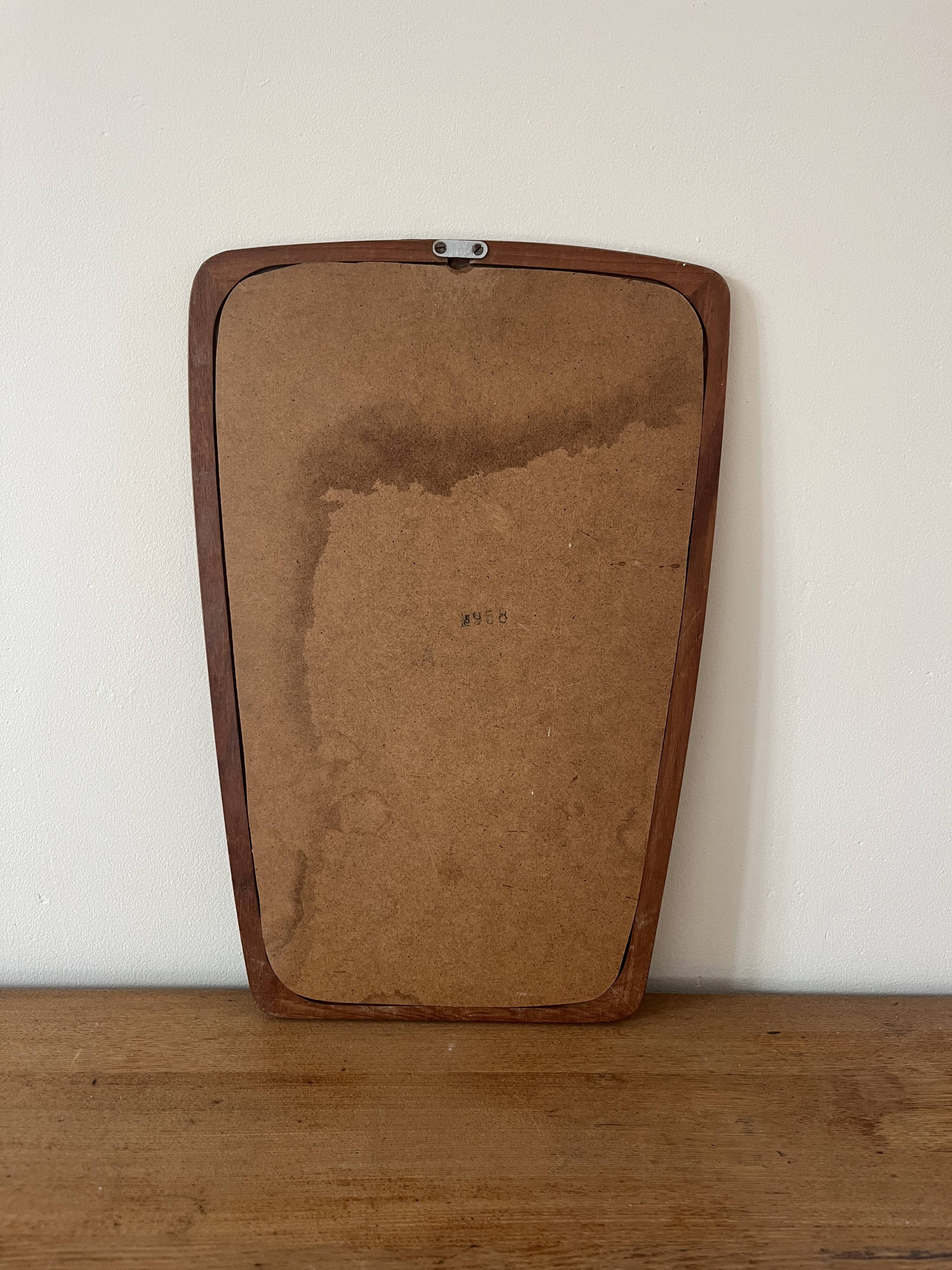 Vintage Danish teak mirror - small size - organic edges