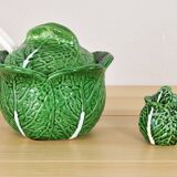 Vintage Ceramic Bordallo Pinheiro Cabbage Tureen Bowl, Portugal 60s