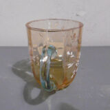 Emaille glass service a liqueur carafe and glasses