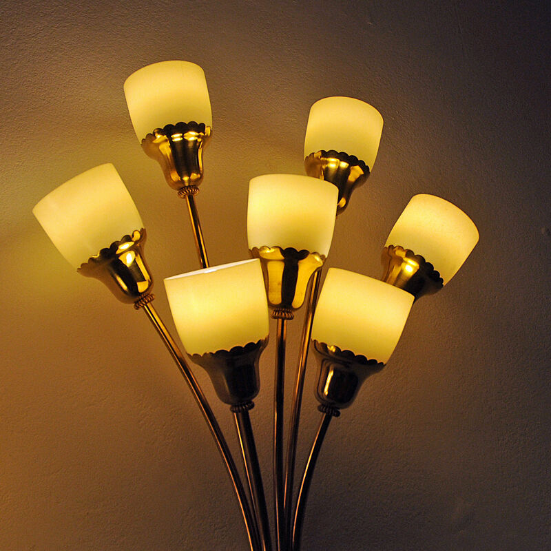 Vintage bouquet modern design brass wall lamp pair from the 1940s