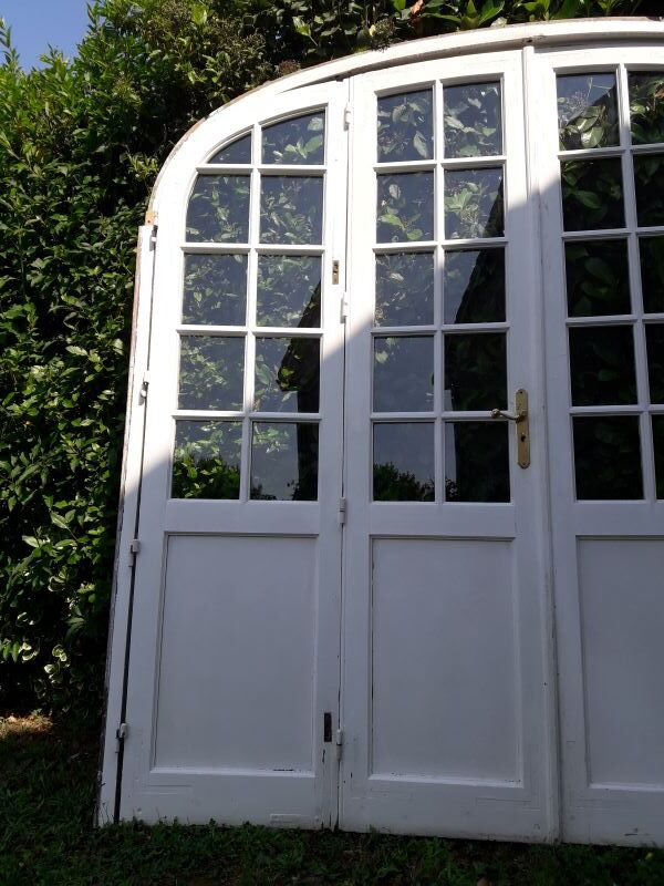 Door bay window arched oak frame H233,5xW234 small tiles