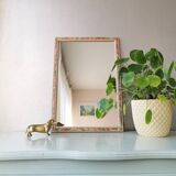 Vintage floral wooden mirror 80s 34x49cm
