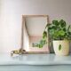 Miroir fleuri vintage en bois 80s   34x49cm
