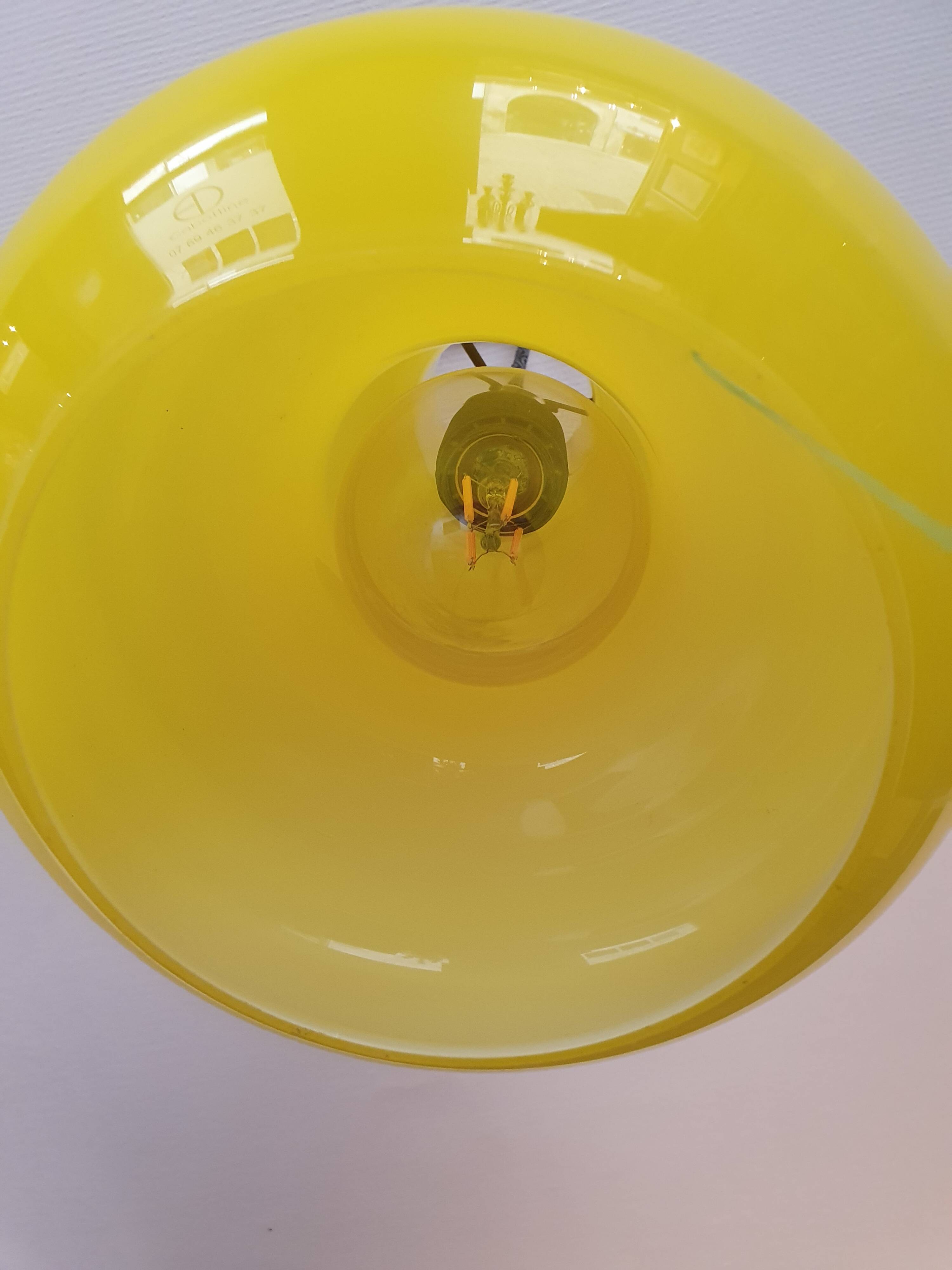 Yellow opaline pendant light 1960