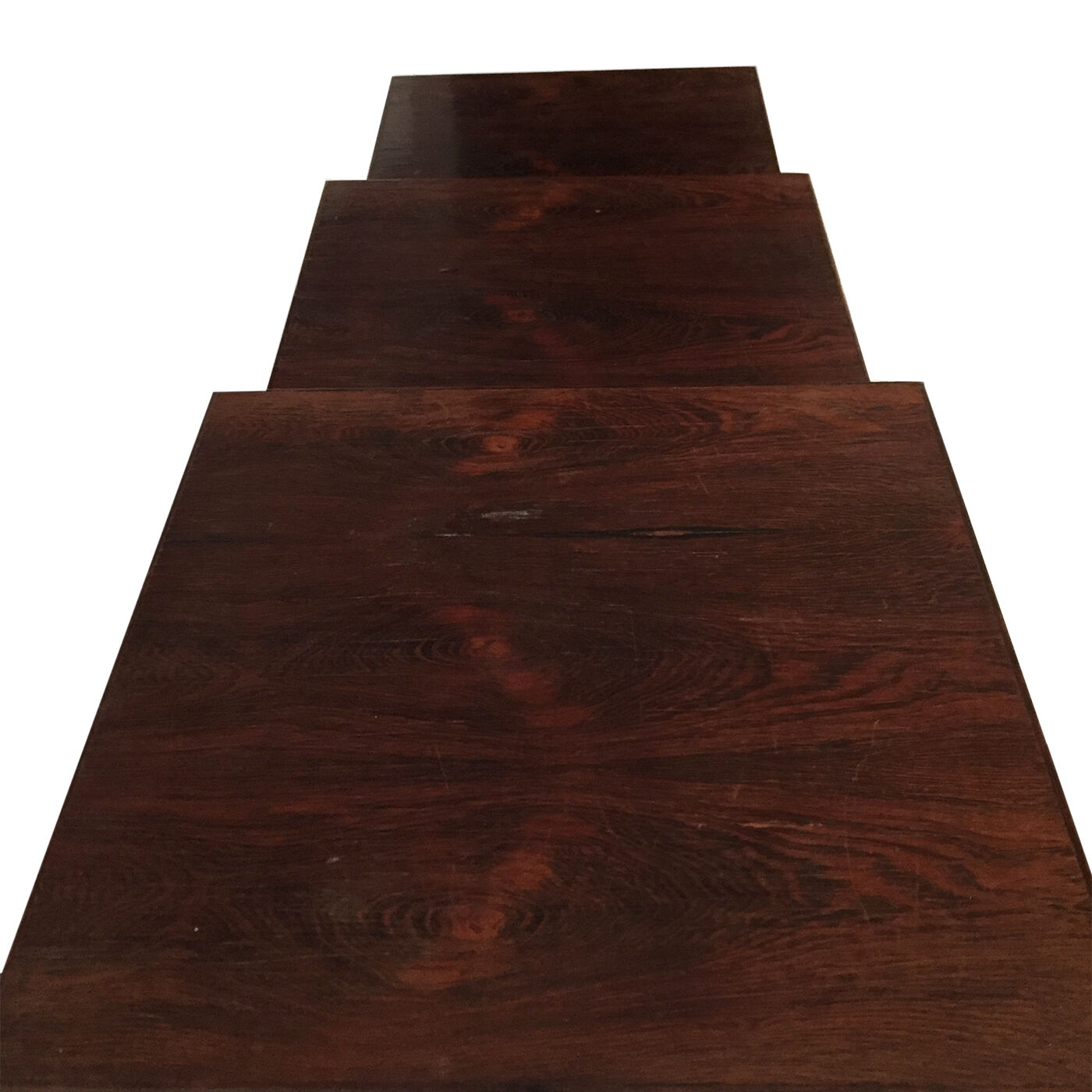 Brabantia rosewood tables with leather magazine holder 1960