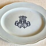 Ancien grand plat ovale Brown Westhead Moore & co monogramme XIX