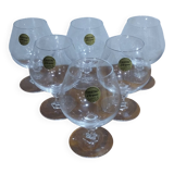Very Pretty Set of 6 Arques Crystal Cognac and Brandy Glasses