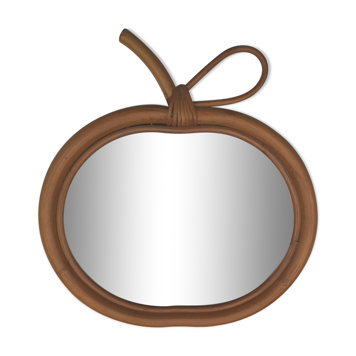 Vintage "apple" mirror in rattan