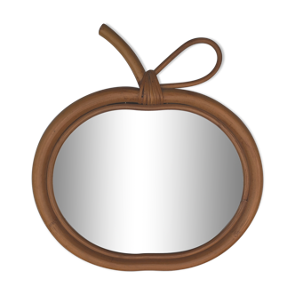 Vintage "apple" mirror in rattan