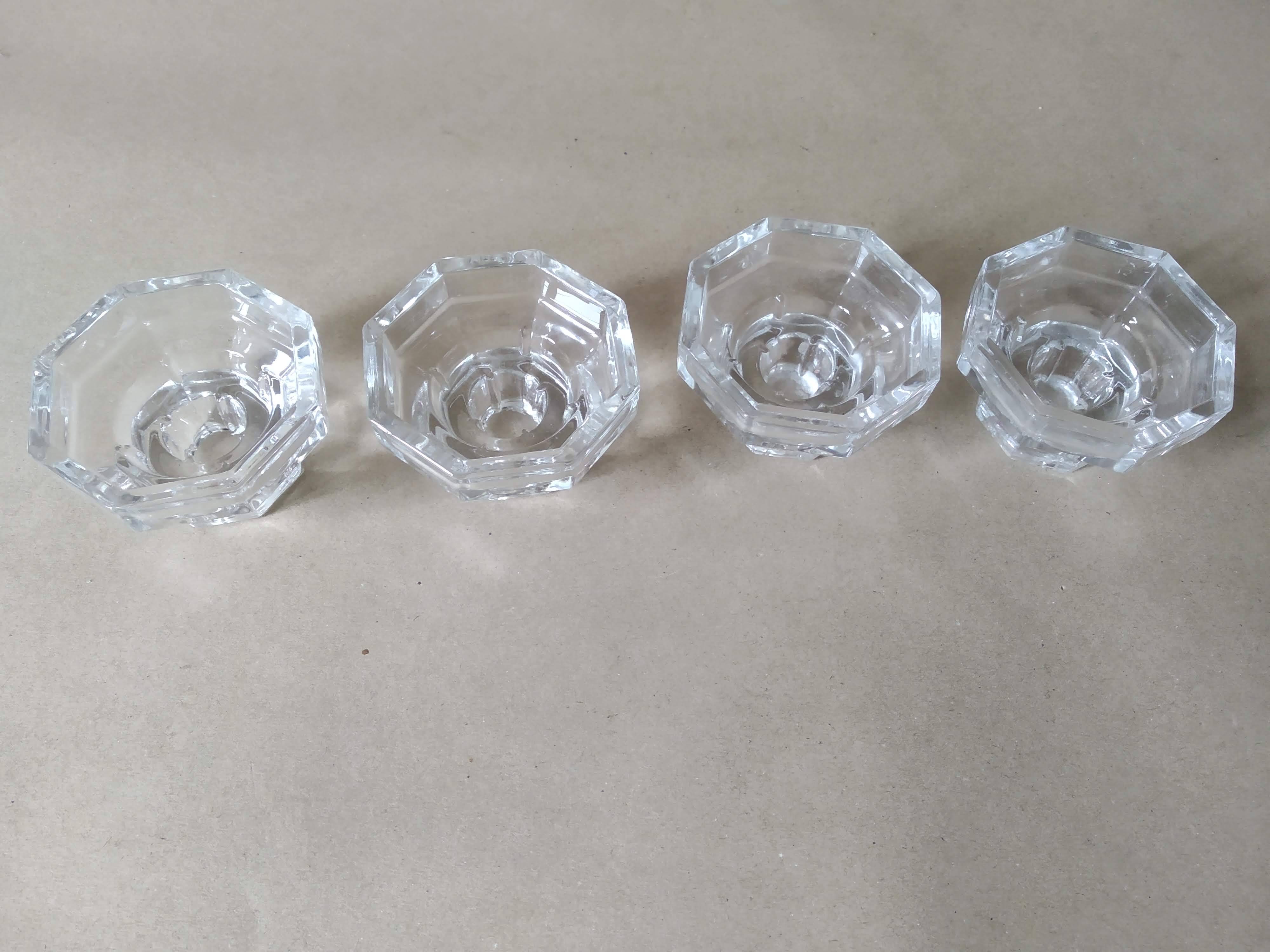 Set of 4 Art Deco style glass candle holders