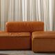 Paione modular sofa in brown leather, Claudio Salocchi, 1960s