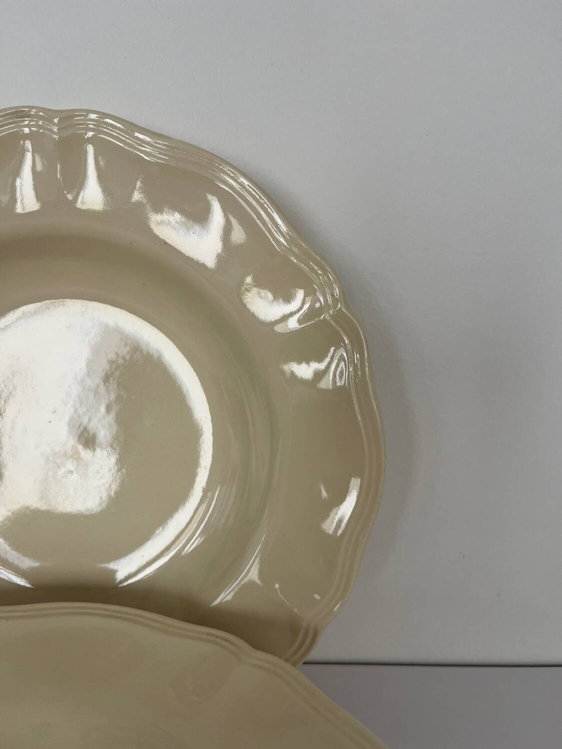 Ivory fluted deep plates Sarreguemines