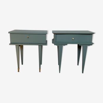 Paire de tables de chevet vert