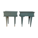 Paire de tables de chevet vert