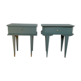 Paire de tables de chevet vert