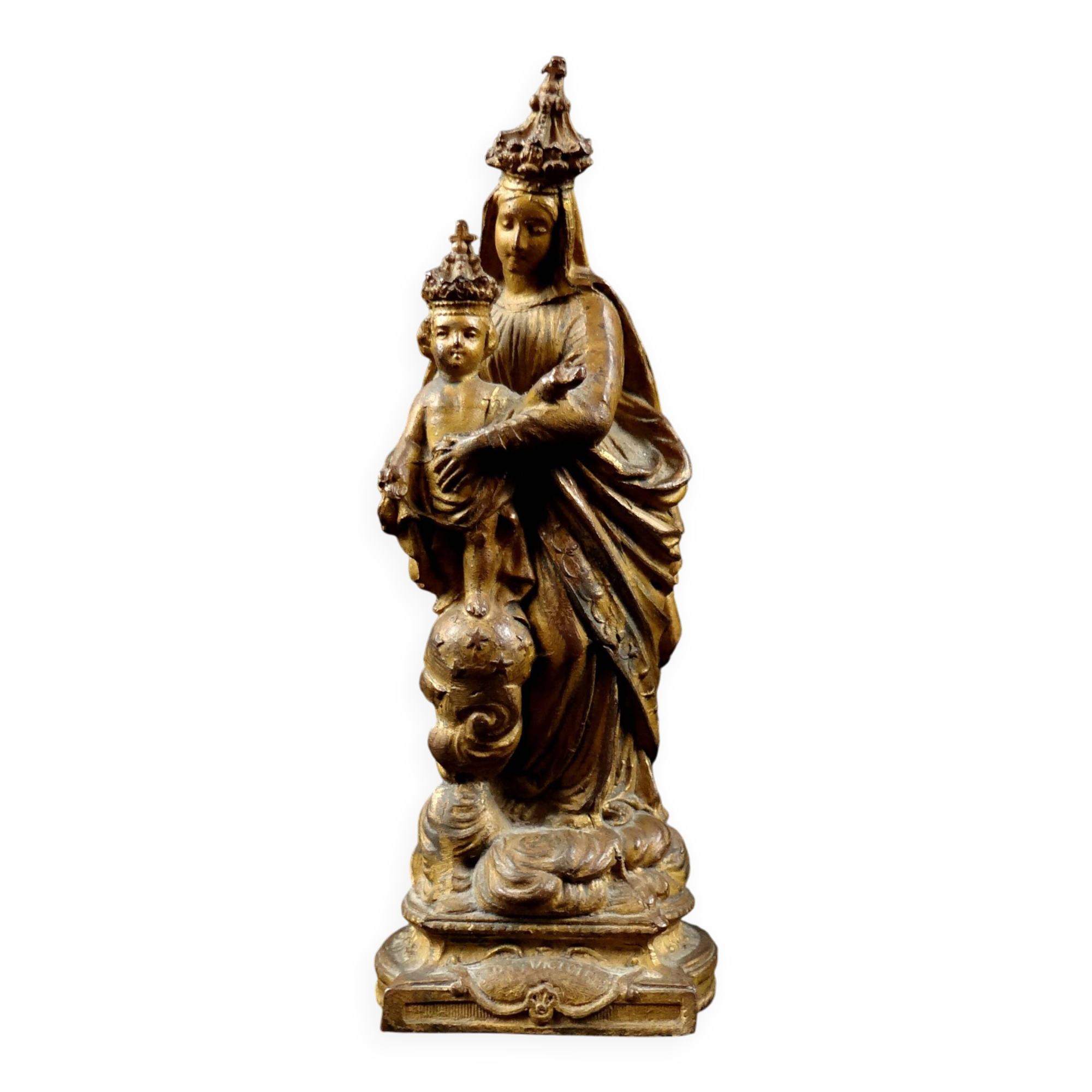 Statuette of the Virgin and Child Our Lady of Victories in 19th century spelter