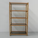 Bamboo display cabinet with 5 smoked glass shelves